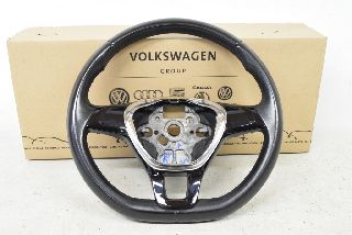 VW Golf 7 Sportsvan 14- Steering wheel leather black/glossy chrome ORIGINAL TOP