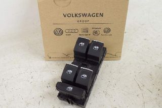 Seat Leon 5F 14- Window lifter switch VL front left 4-way black/chrome ORIGINAL